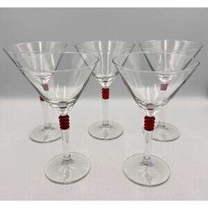 Vintage Set of 5 Cocktail Beefeater London Dry Gin Martini Glasses Etched Logo